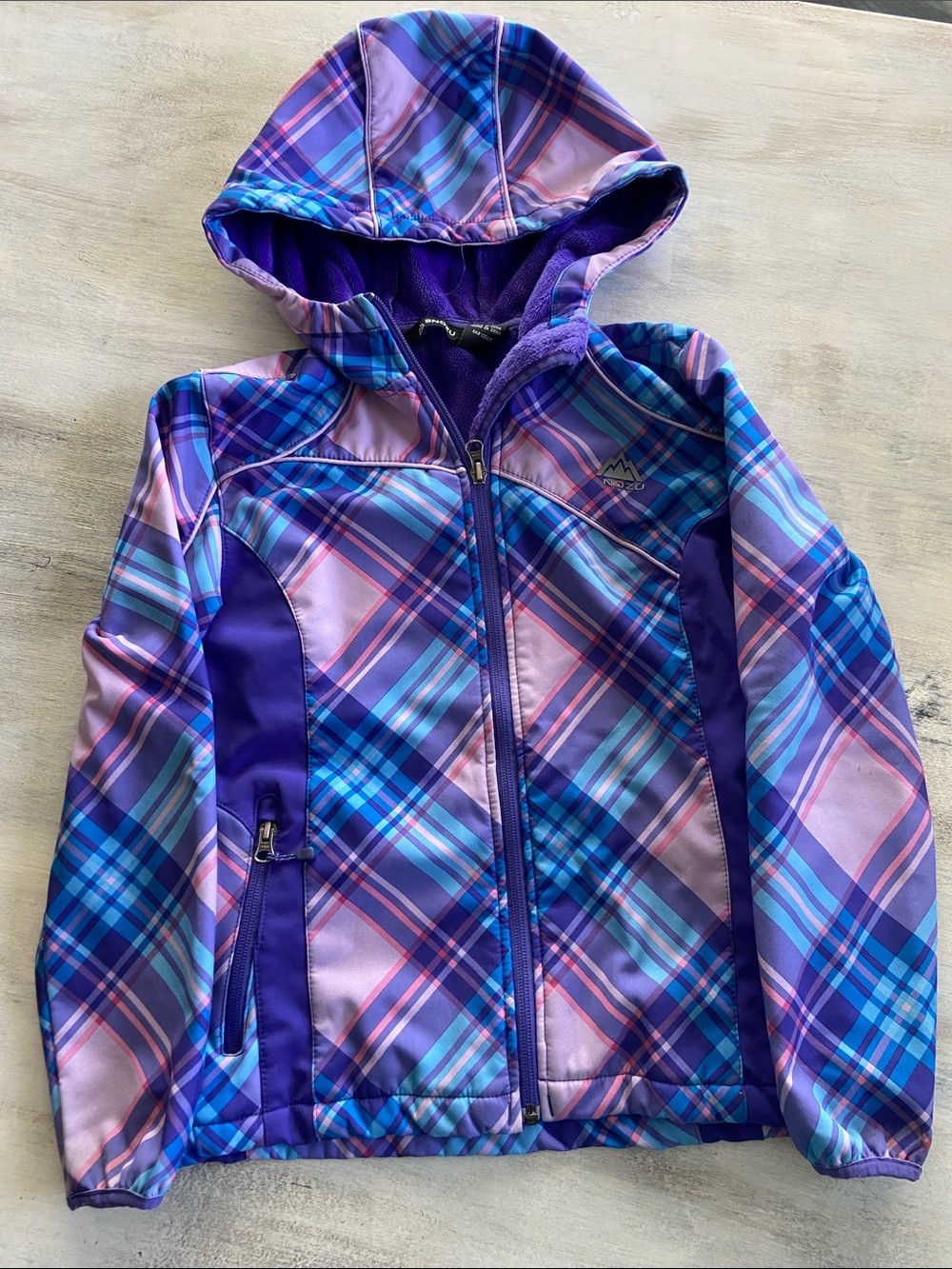 Snozu Purple Plaid Hooded Zip Jacket